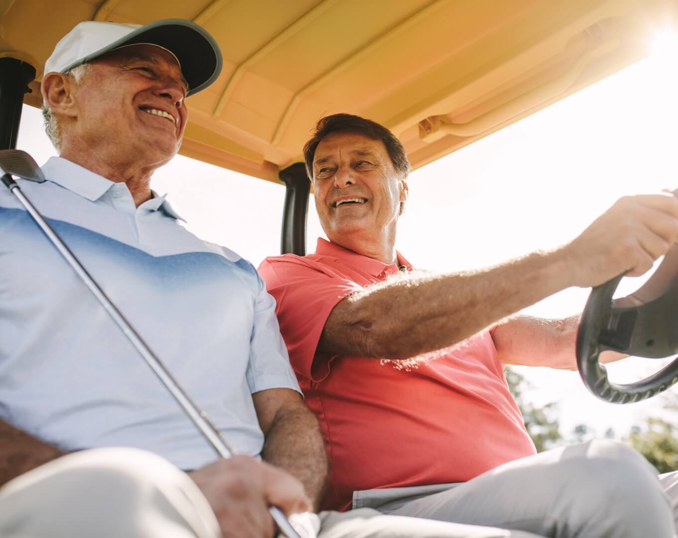 Two Men in a Golf Cart