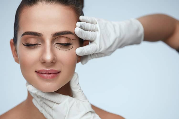 Woman Being Prepped For a Blepharoplasty